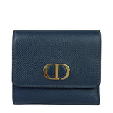 Christian Dior Navy Leather Tri-Fold Compact Wallet