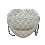 Chanel CC In Love White Quilted Leather Heart Bag 2022