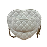 Chanel CC In Love White Quilted Leather Heart Bag 2022