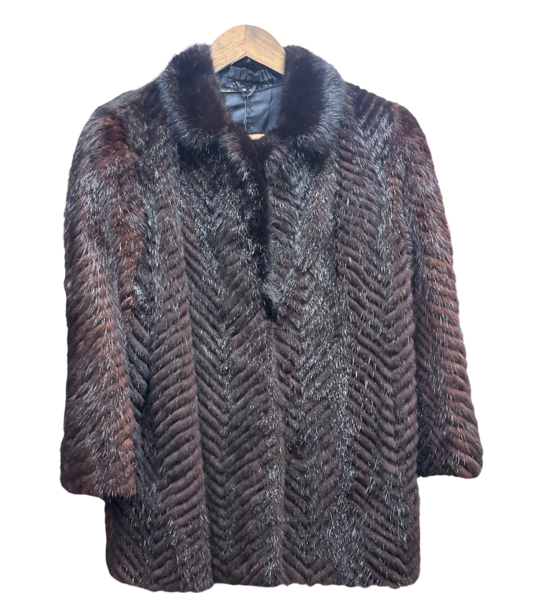 Kiyomi Vintage Auburn Chevron Mink Fur Coat