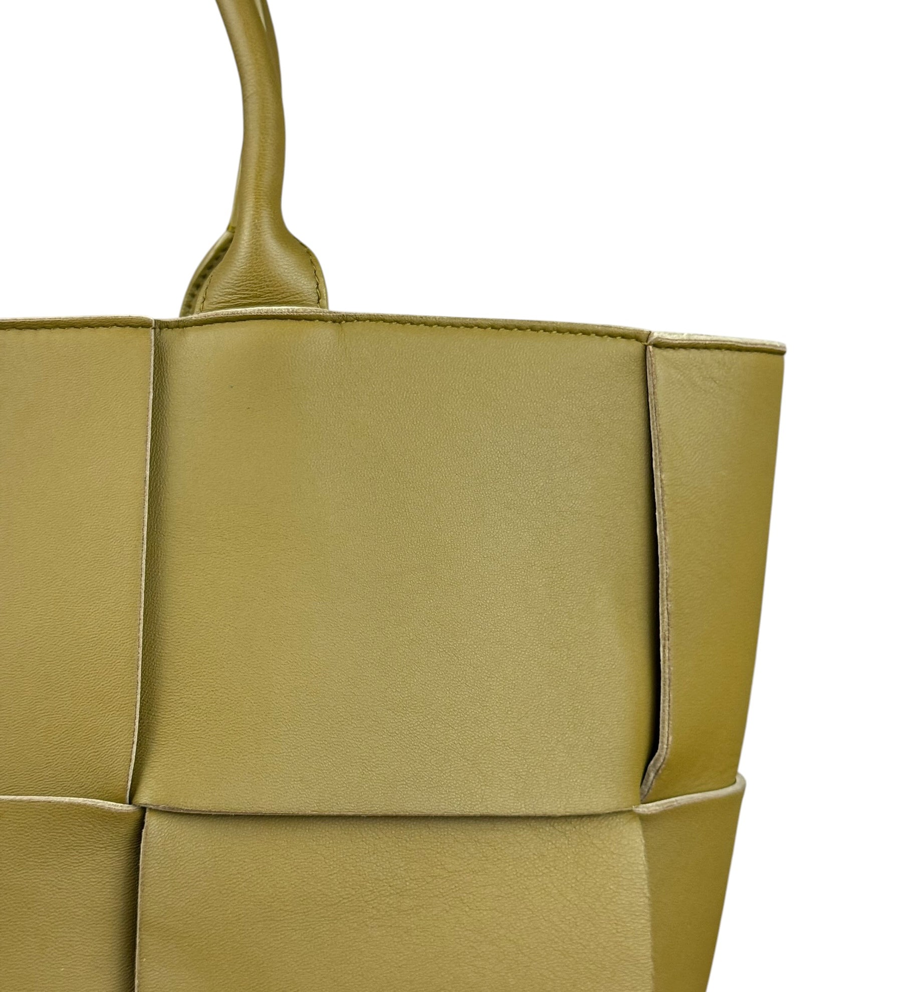 Bottega Veneta Muted Olive Intreccio Arco Woven Leather Tote