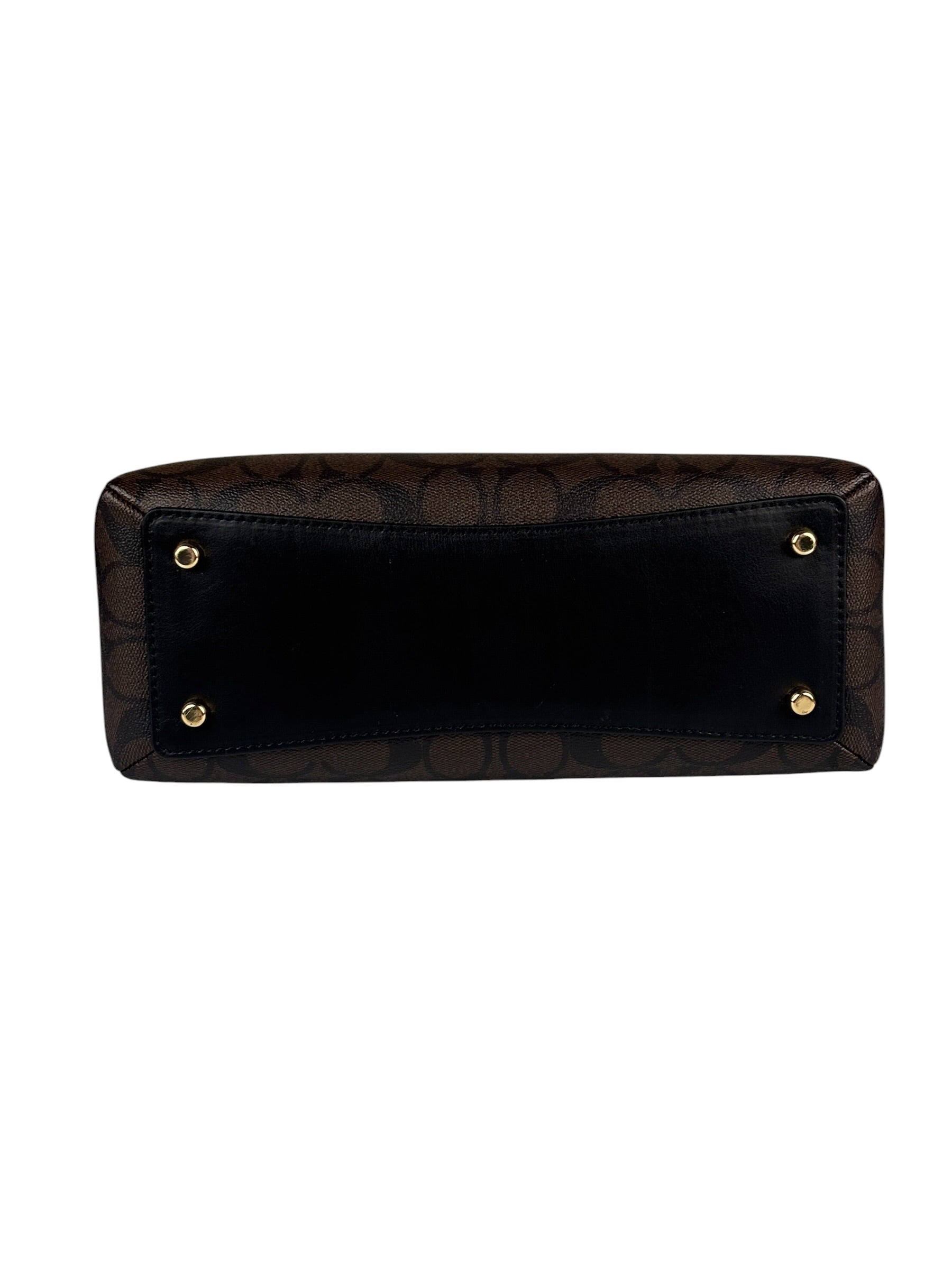 Coach Brown/Black Leather Mini Lillie Carryall In Signature Two-Way Bag