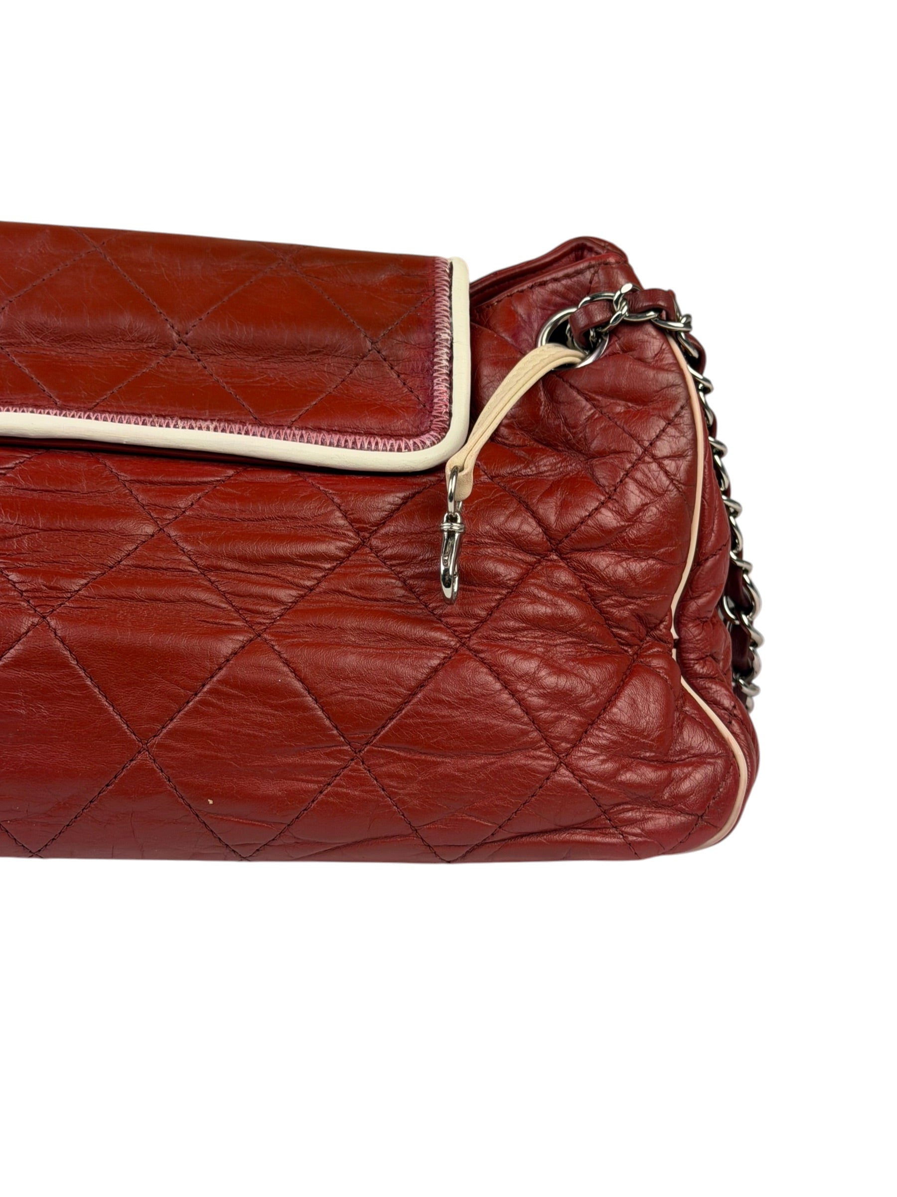 Chanel Burgundy East West Accordion Flap Bag