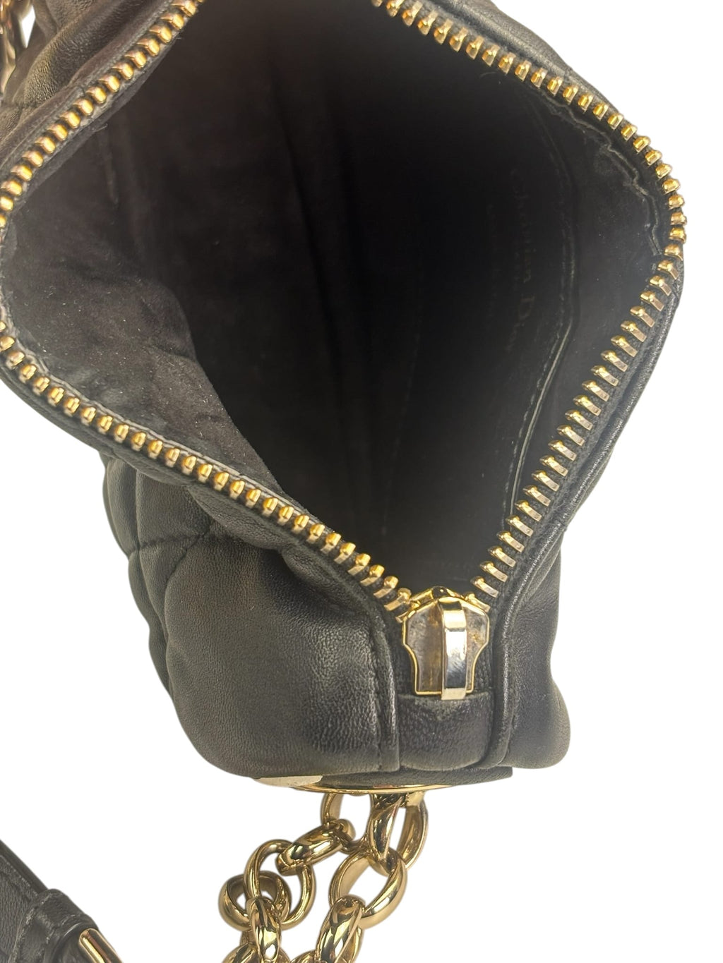Christian Dior Black/White Quilted Leather Small Vibe Cannage Two-Way Hobo Bag