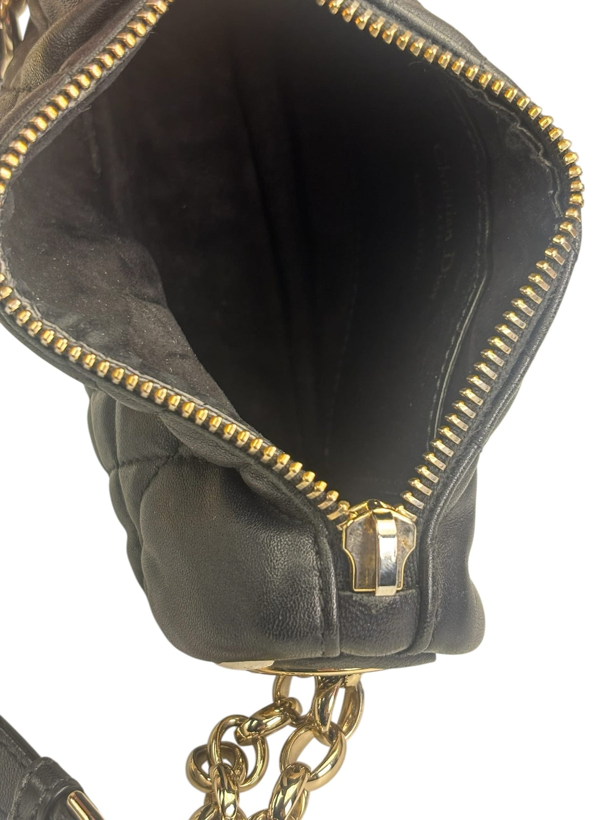 Christian Dior Black/White Quilted Leather Small Vibe Cannage Two-Way Hobo Bag