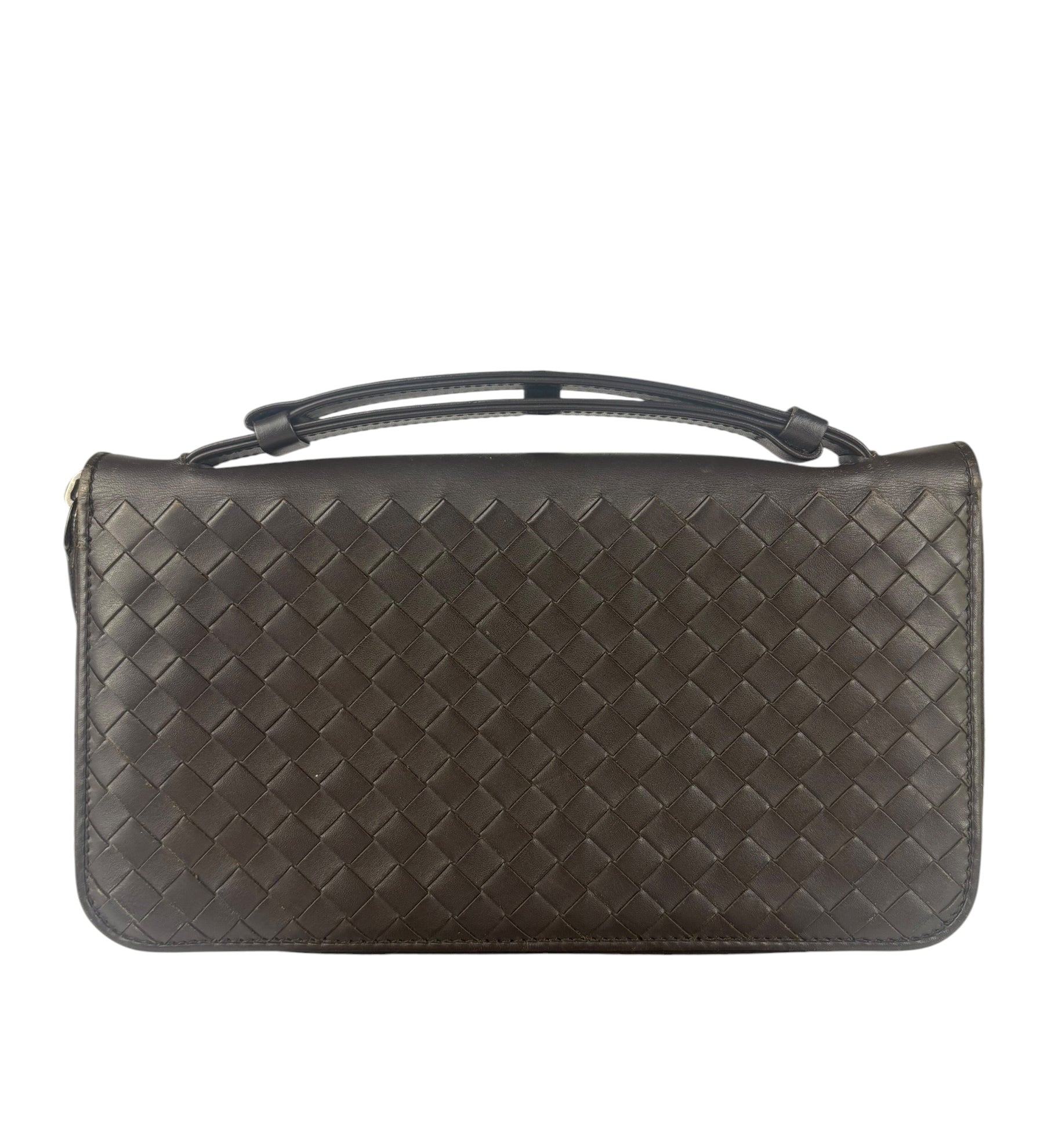 Bottega Veneta Brown Intrecciato Top Handle Wallet