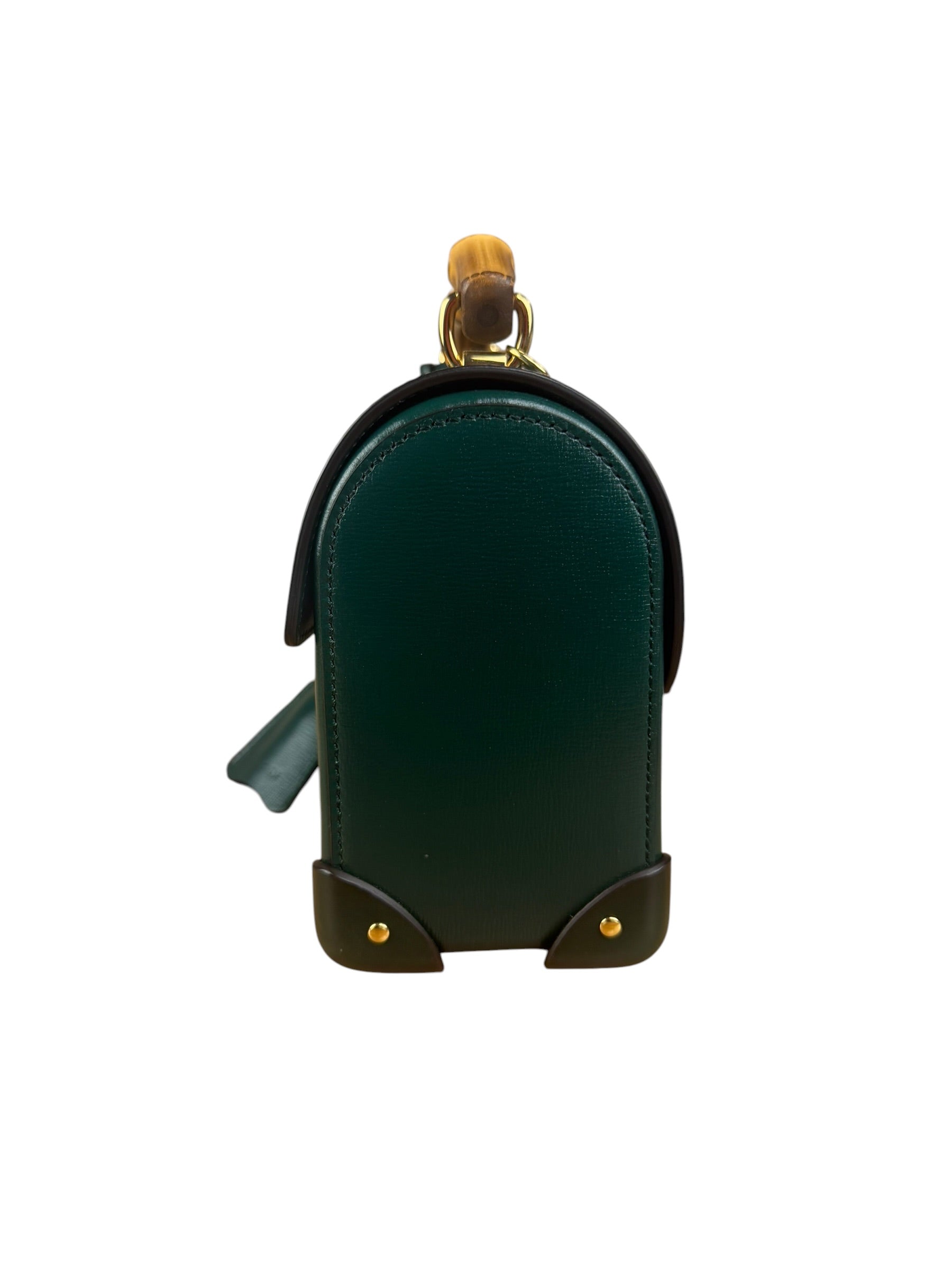 Gucci Green Padlock Bamboo Handle Handbag