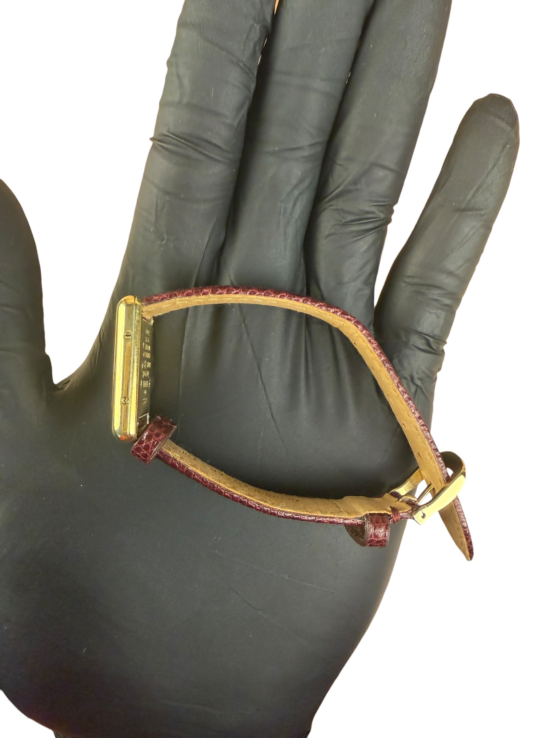 Cartier Must De Tank Champagne Dial Burgundy Lizard Strap