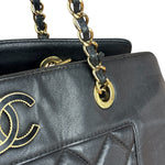 Chanel Vintage Black Quilted Mademoiselle Leather Shoulder Bag
