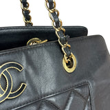 Chanel Vintage Black Quilted Mademoiselle Leather Shoulder Bag