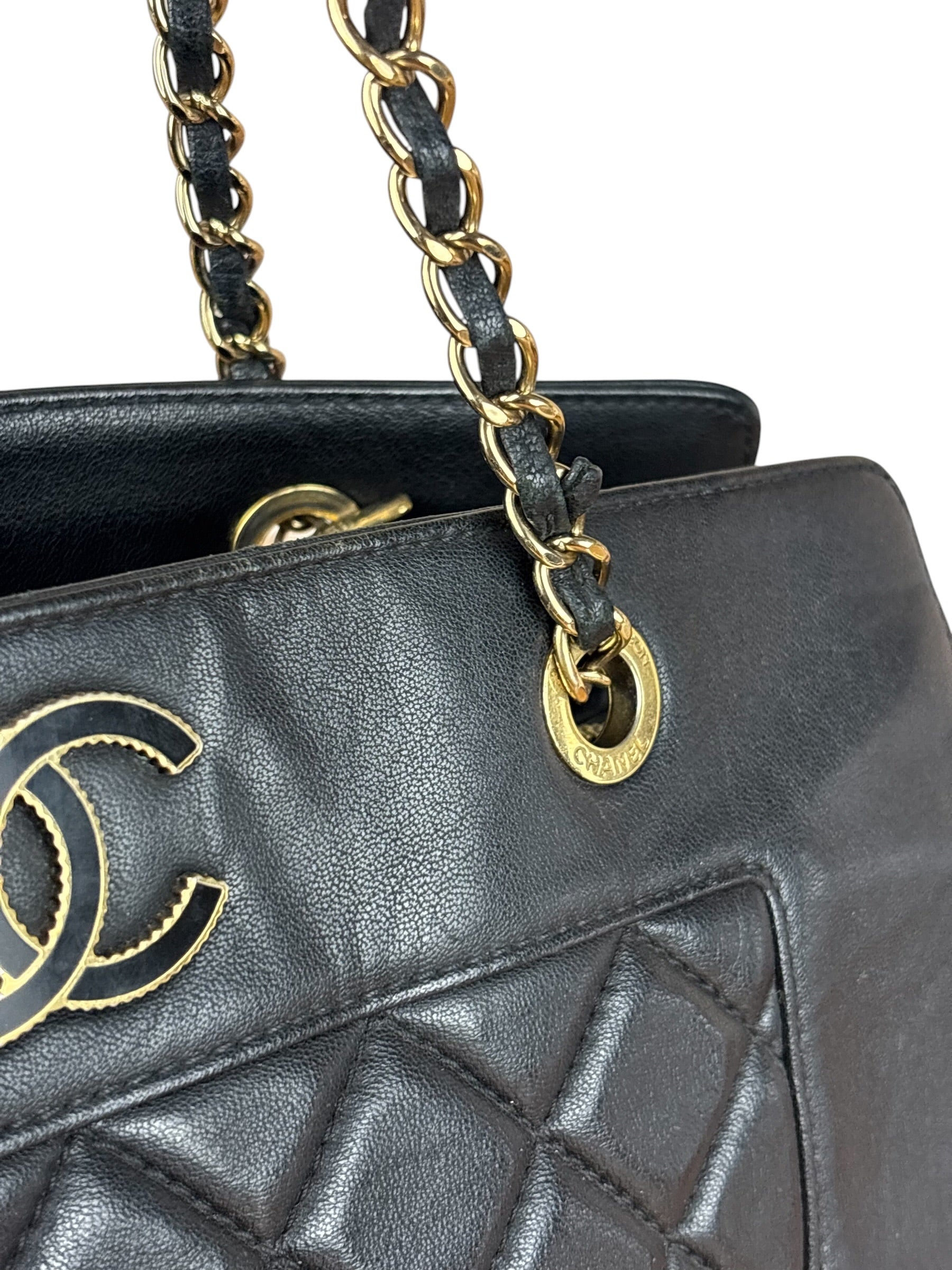Chanel Vintage Black Quilted Mademoiselle Leather Shoulder Bag