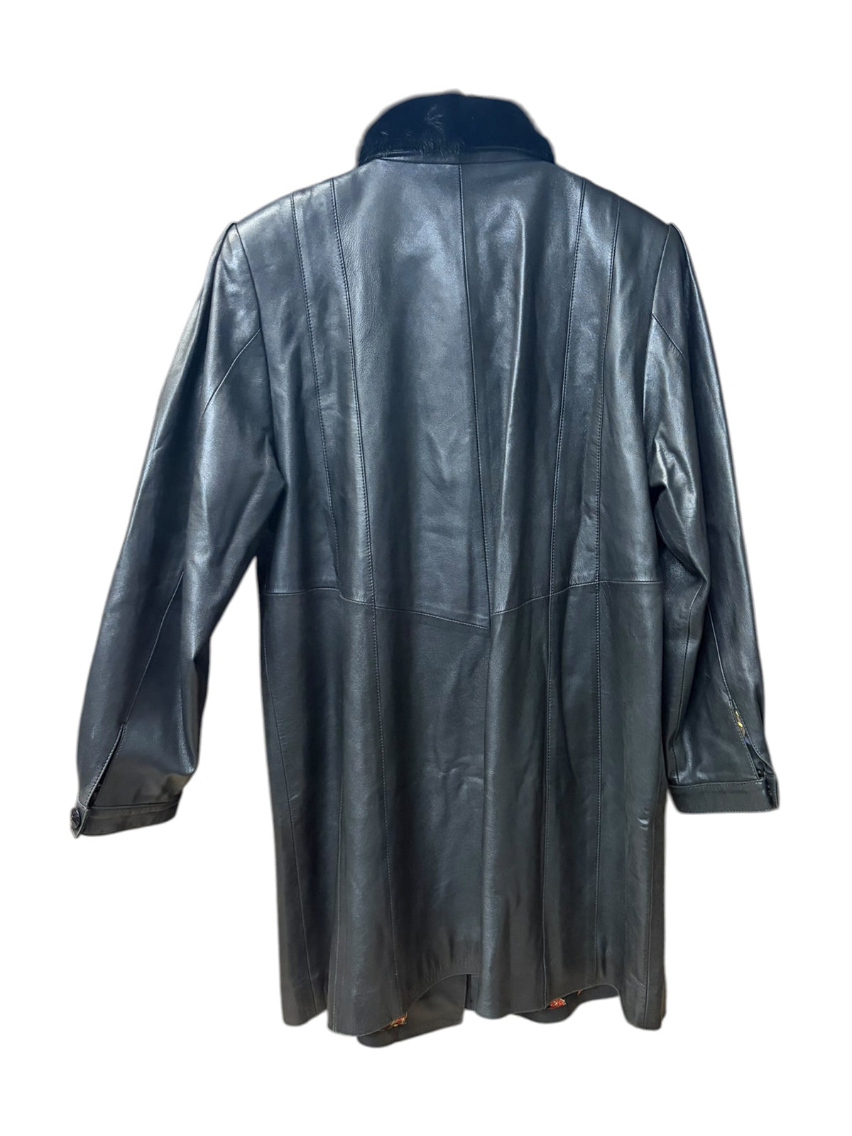 Vintage Compiacere Black Sheepskin Leather Mink Fur Collar Jacket