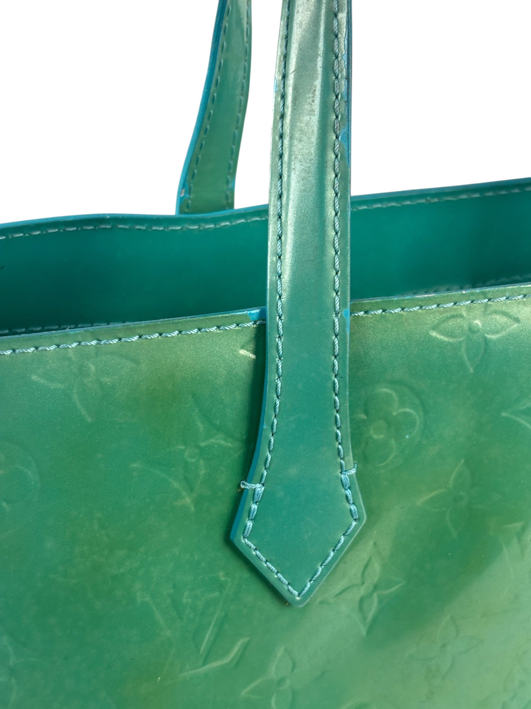 Louis Vuitton Vintage Teal Monogram Vernis Wilshire PM Tote