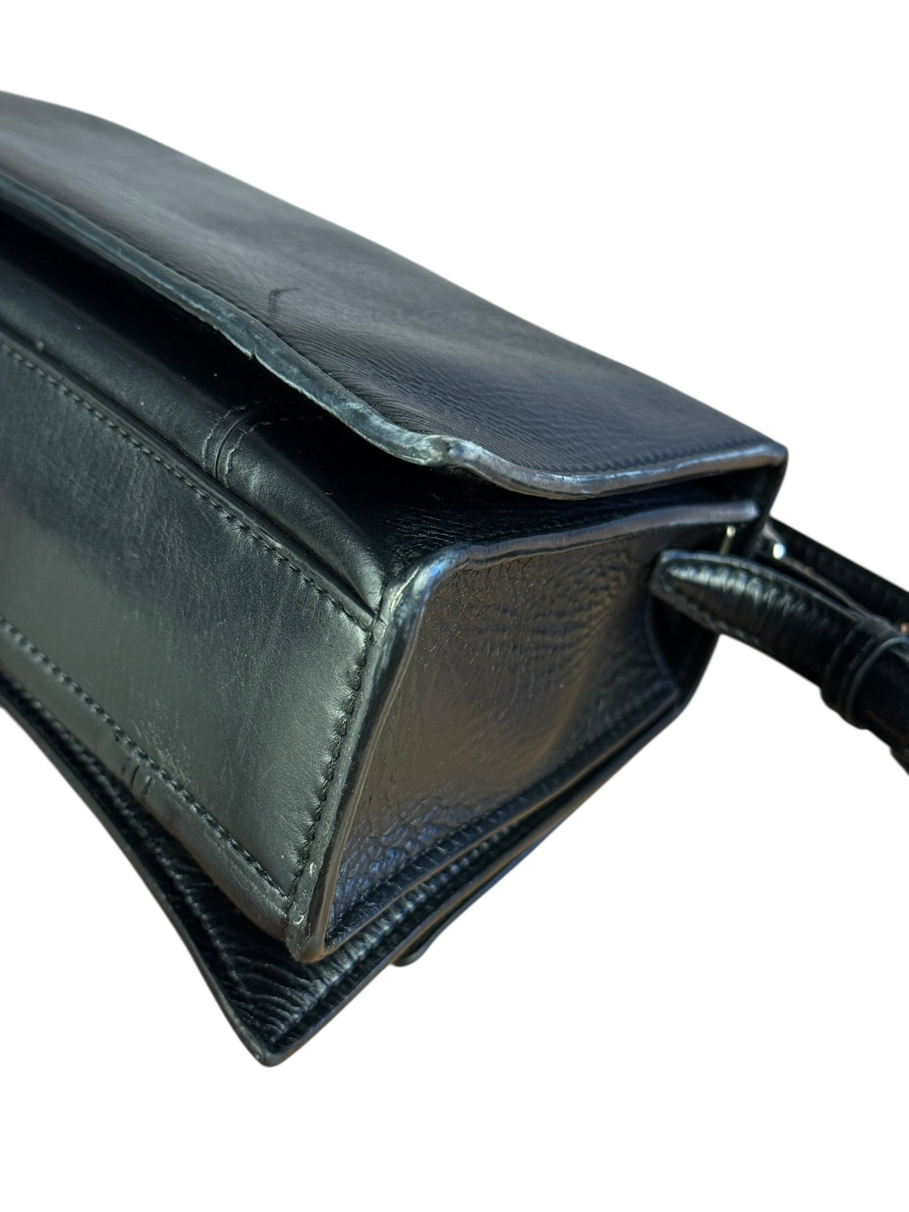 Balenciaga Crush Sling Shoulder Bag Black Leather