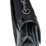 Chanel Black Patent Leather Trim/Cotton 2.55 Reissue Flap Bag 2000