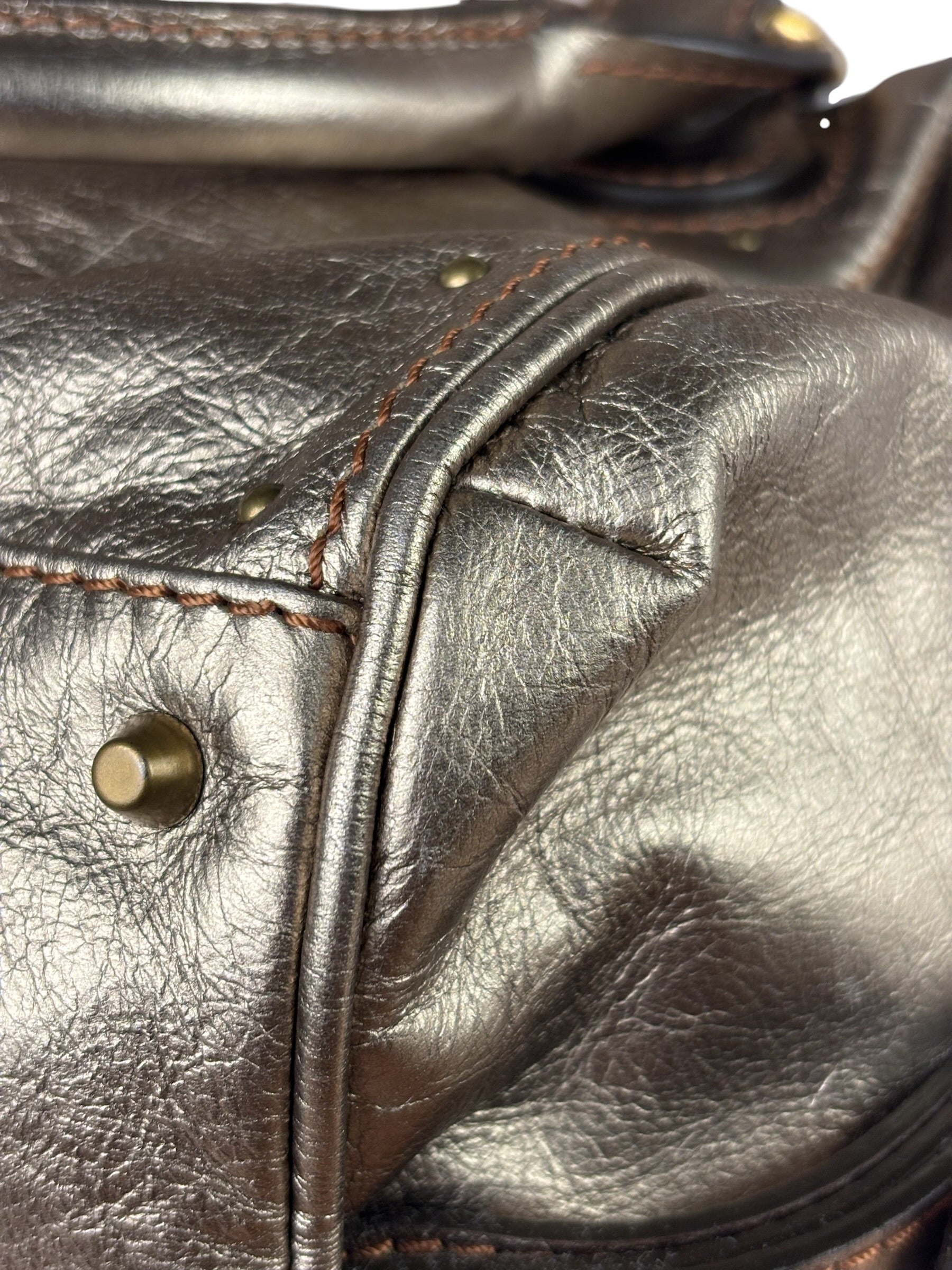 Chloe Metallic Gold Leather Paddington Handbag