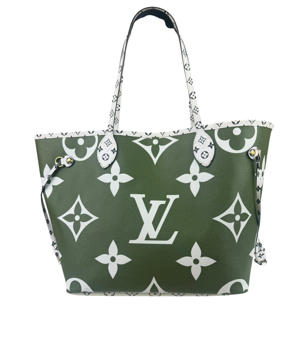 Louis Vuitton Olive Green/Beige Monogram Giant Neverfull MM