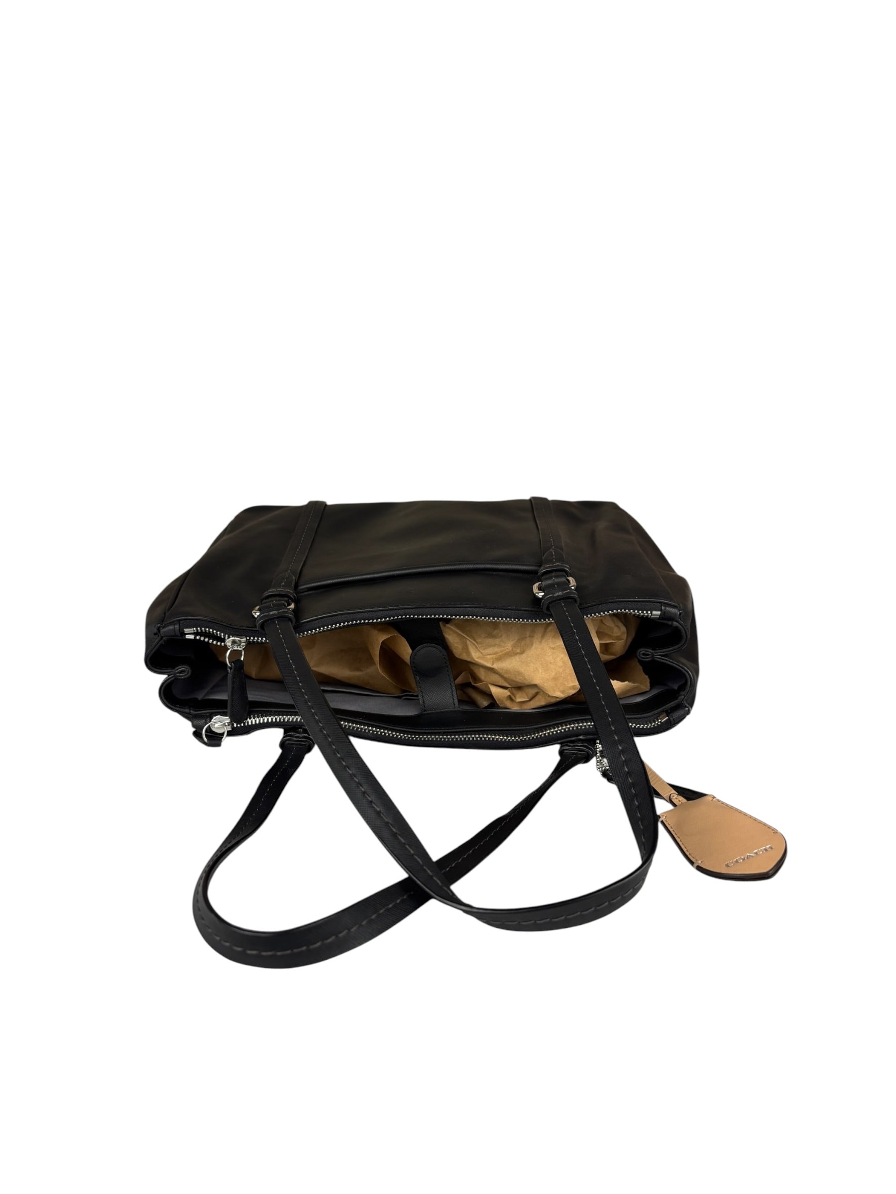 Coach Vintage Black Peyton Leather Jordan Double Zip Shoulder Bag