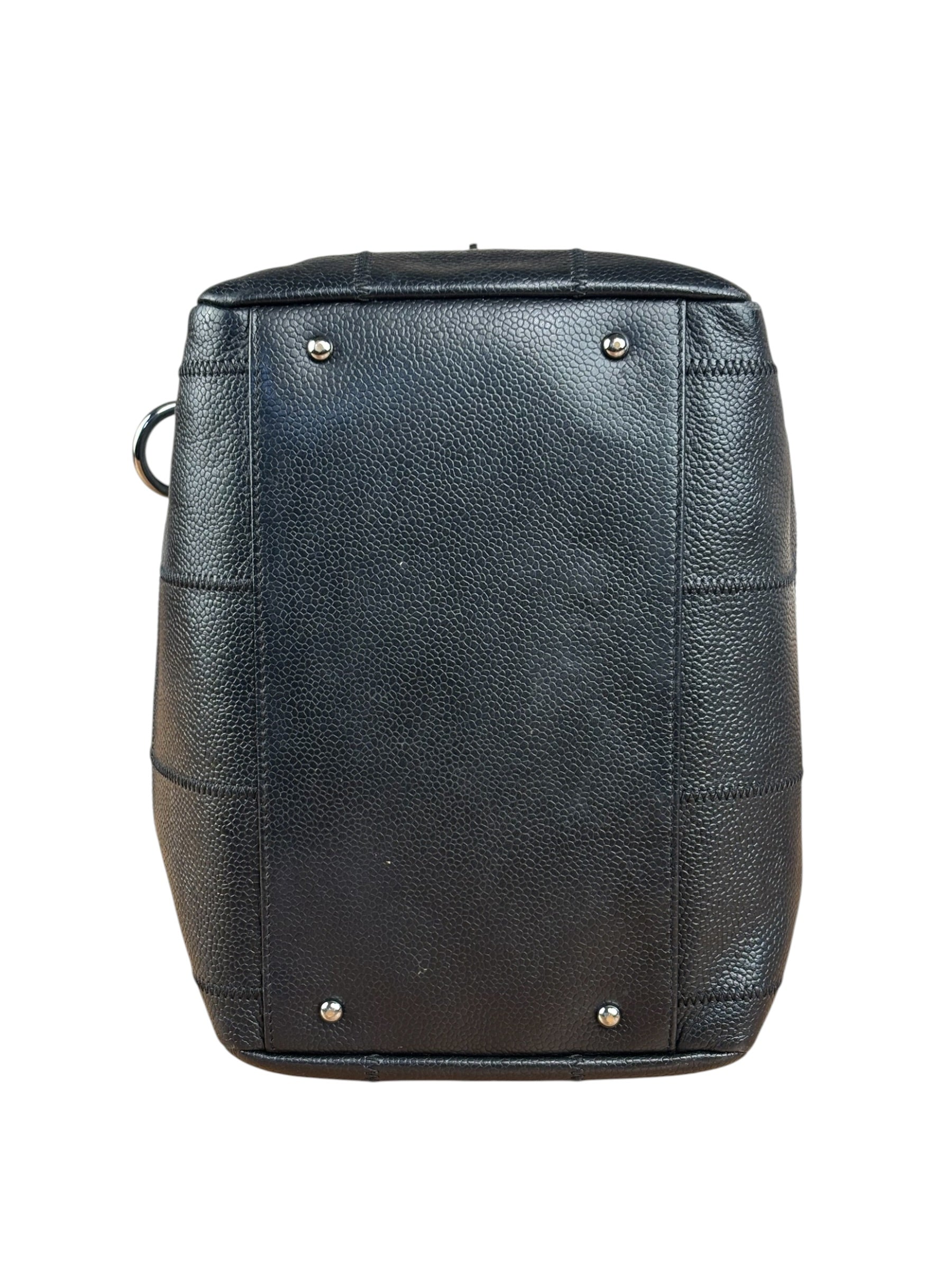 Chanel Black Leather Chocolate Bar Square-Stitched Bowler Shoulder Bag 2005