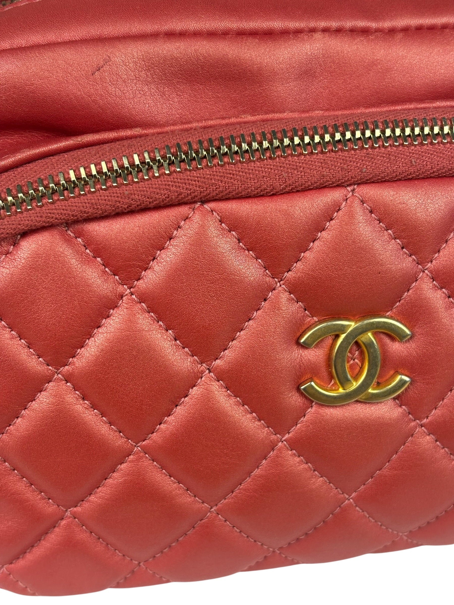 Chanel Pink Satin/Leather Trim Camera Bag 2019