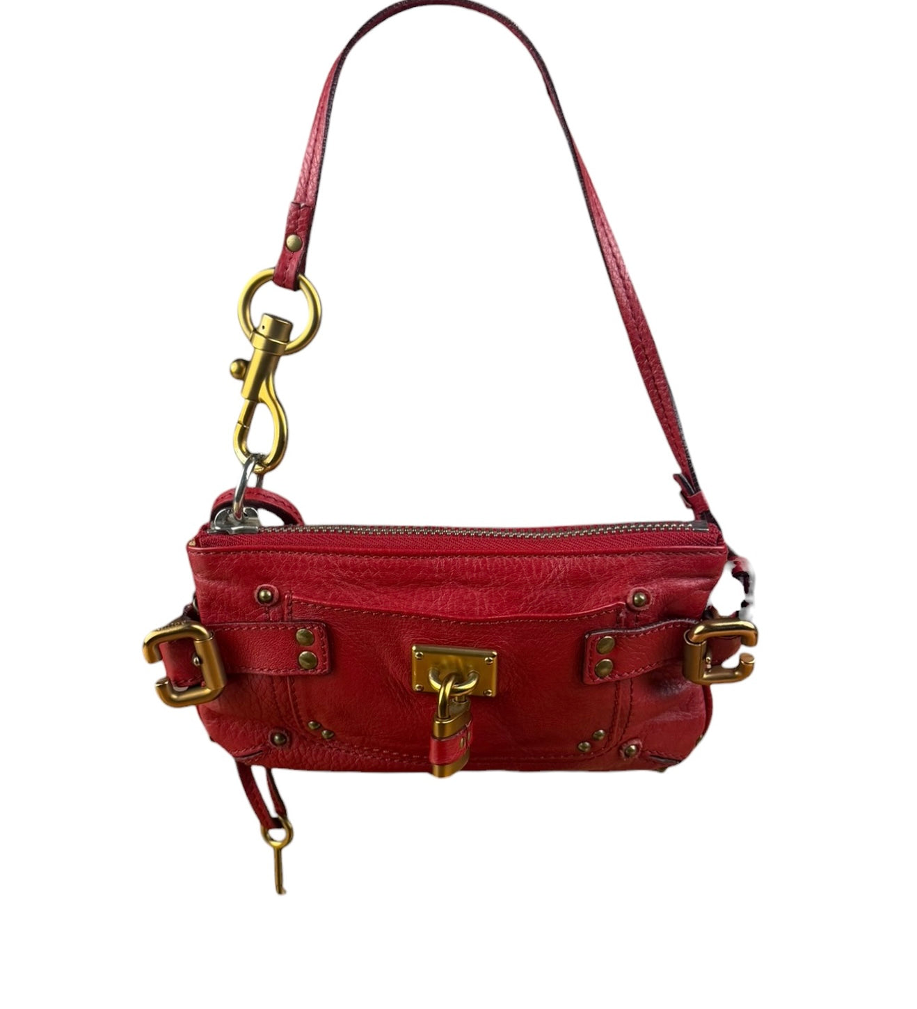Chloe Red Leather Mini Paddington Pochette
