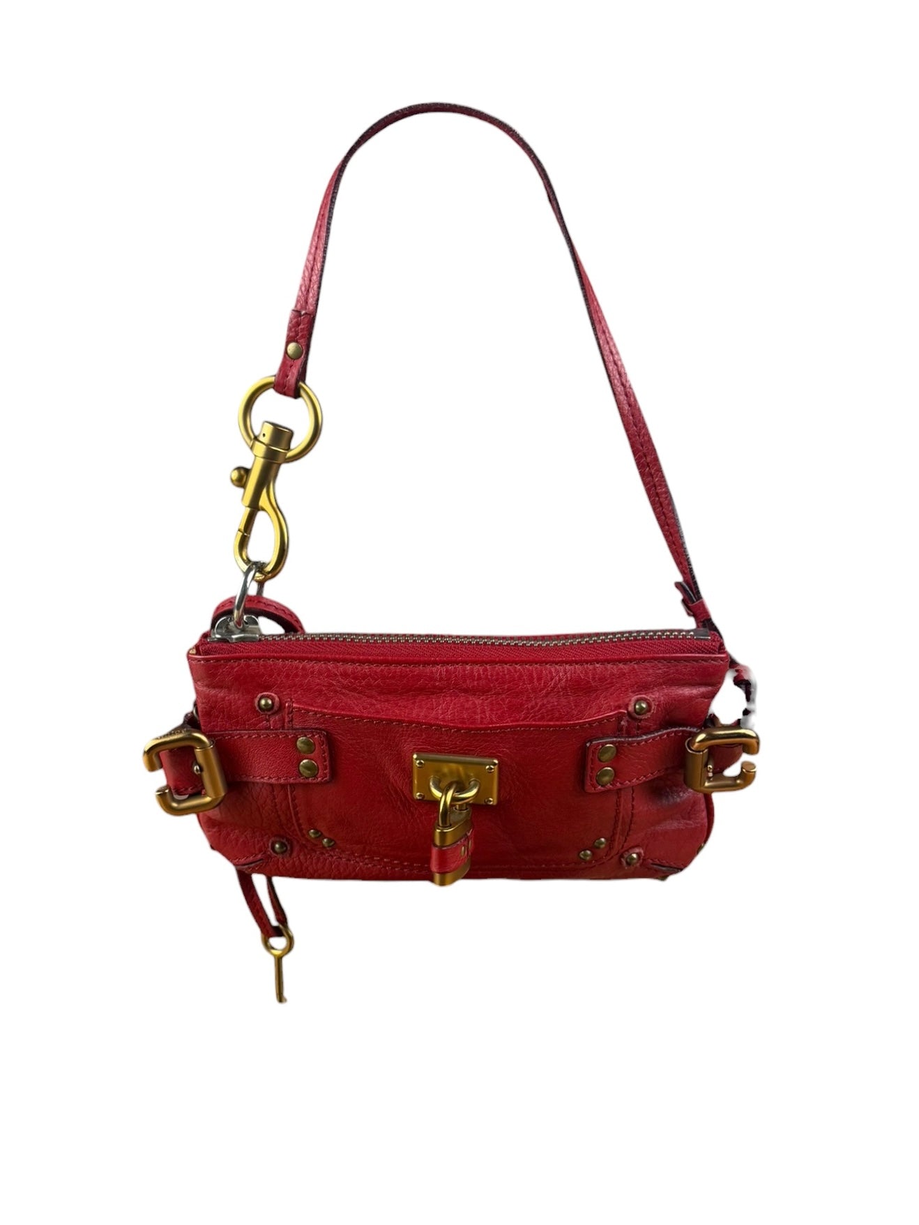 Chloe Red Leather Mini Paddington Pochette