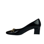Gucci Women's Gold Horsebit Signora Black Leather Pumps