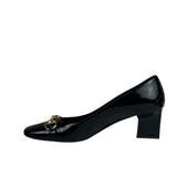 Gucci Women's Gold Horsebit Signora Black Leather Pumps