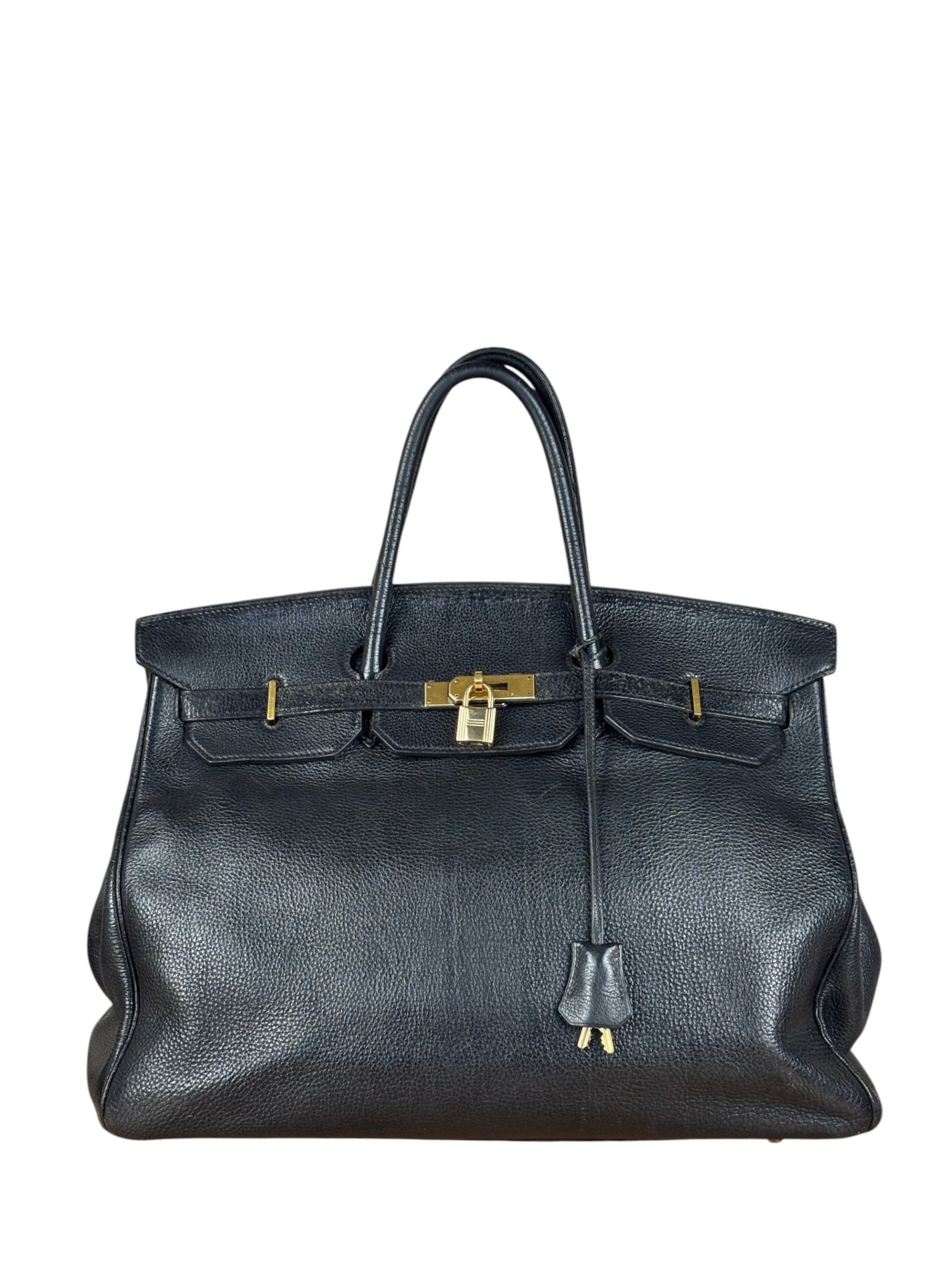 Hermes Black Togo Leather Birkin 40 Handbag Gold 1998