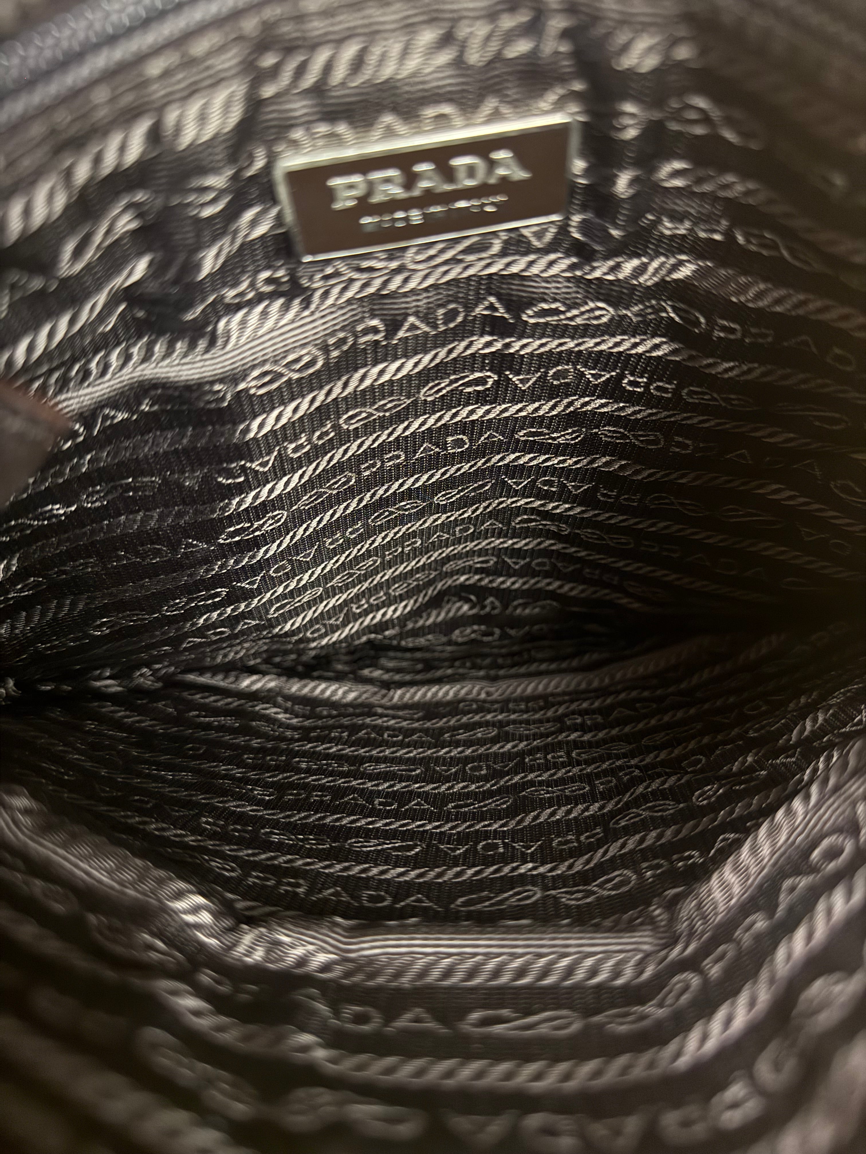 Prada Vintage Brown/Black Woven Tweed Trim Tote Handbag