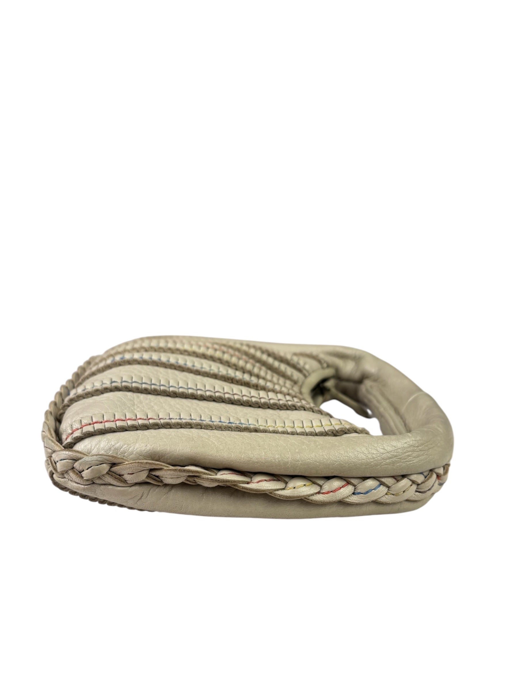 Bottega Veneta Ivory Leather Mini Cervo Braided Hobo Bag