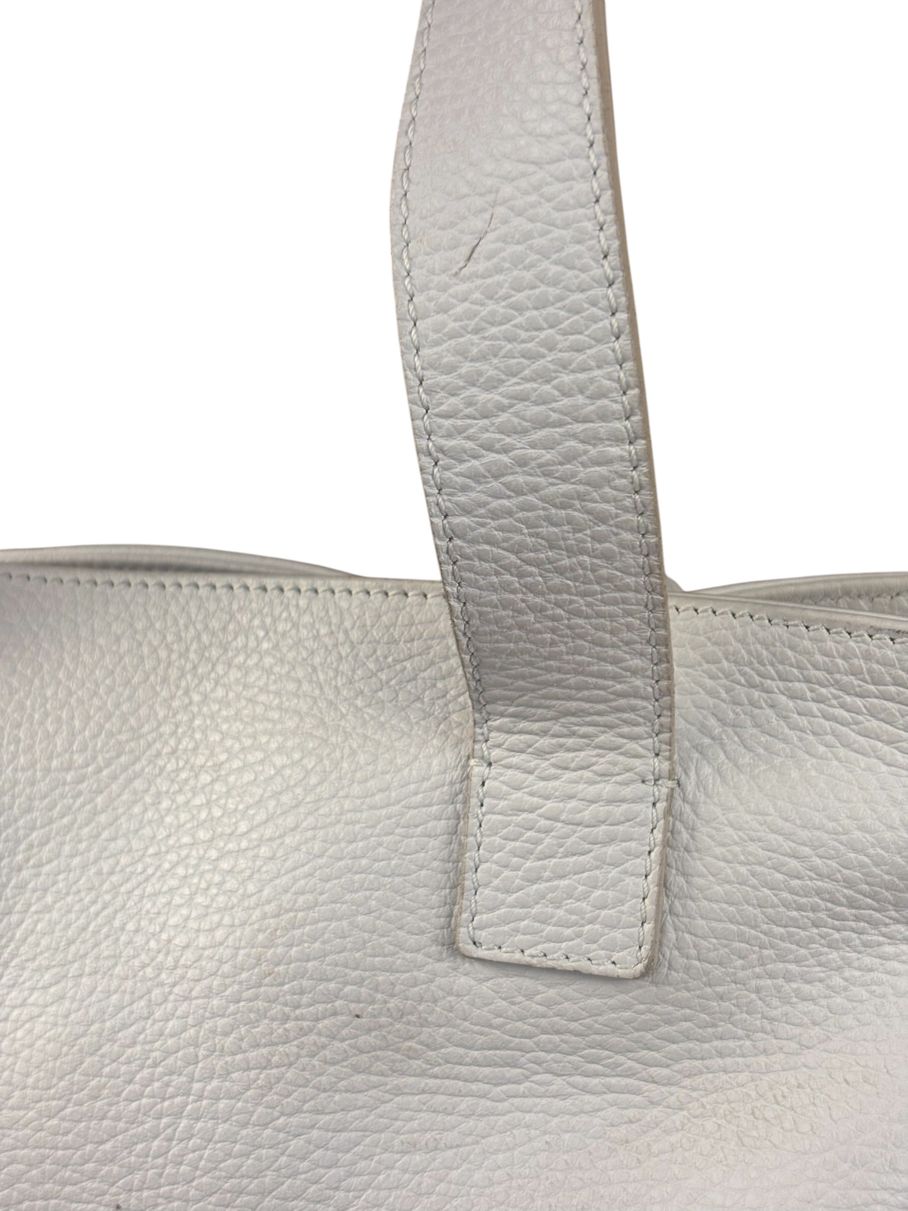 Burberry White Pebbled Leather Shoulder Bag