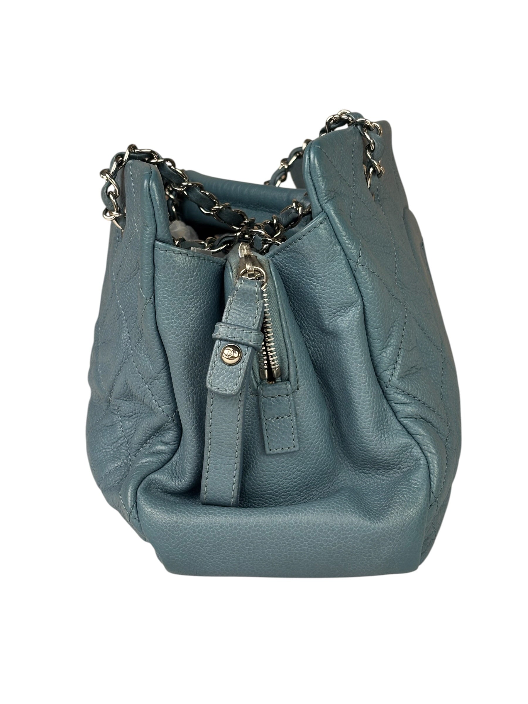 Chanel Blue Caviar Quilted CC Timeless Soft Shopper Tote 2010