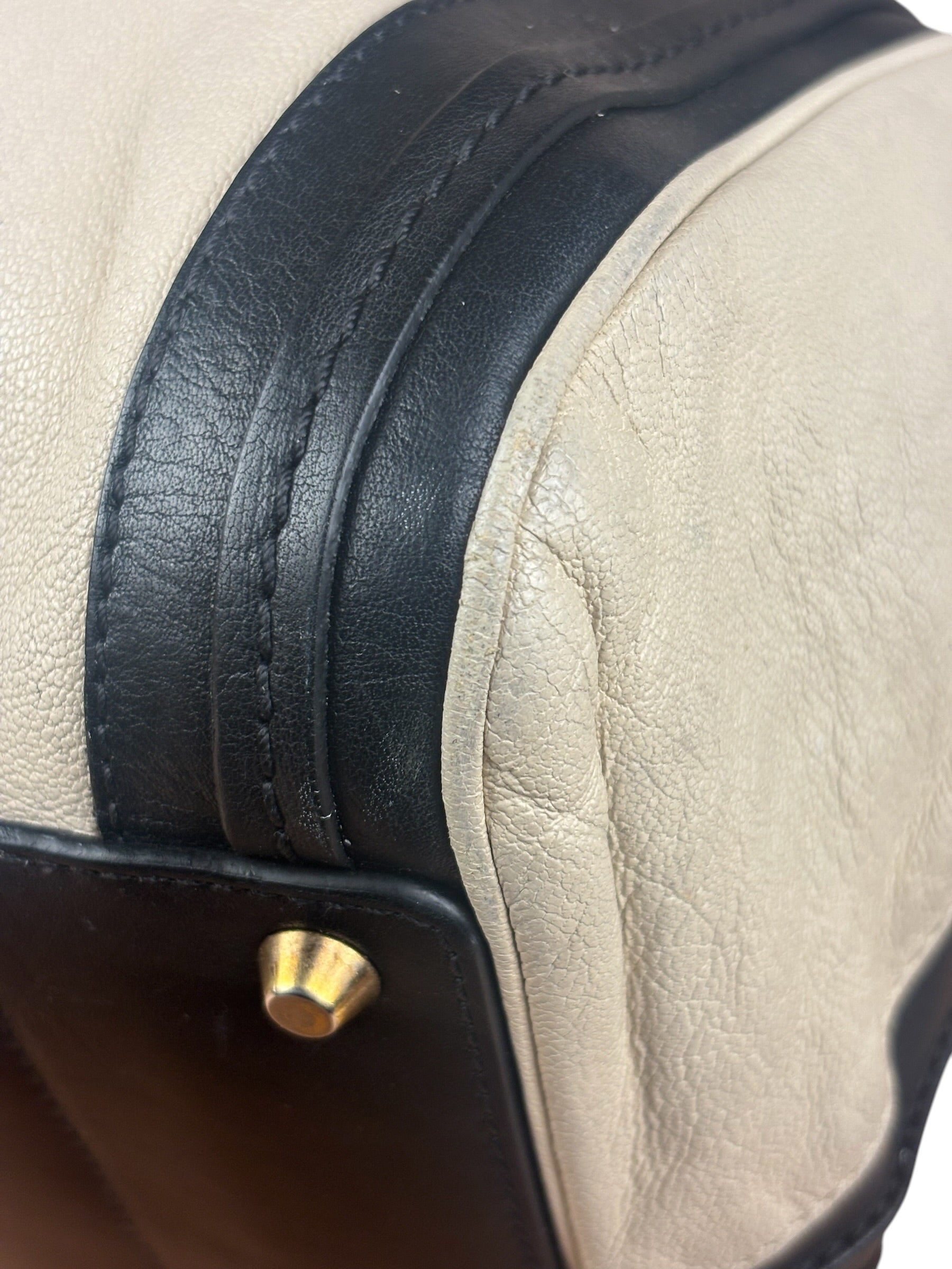 Chloe Beige/Black Leather Alice Satchel/Tote Bag