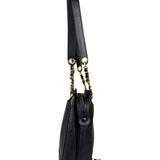 Chanel Vintage Black Caviar Leather Triple CC Chain Tote Bag