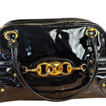Gucci Black Patent Leather Horsebit Wave Shoulder Bag