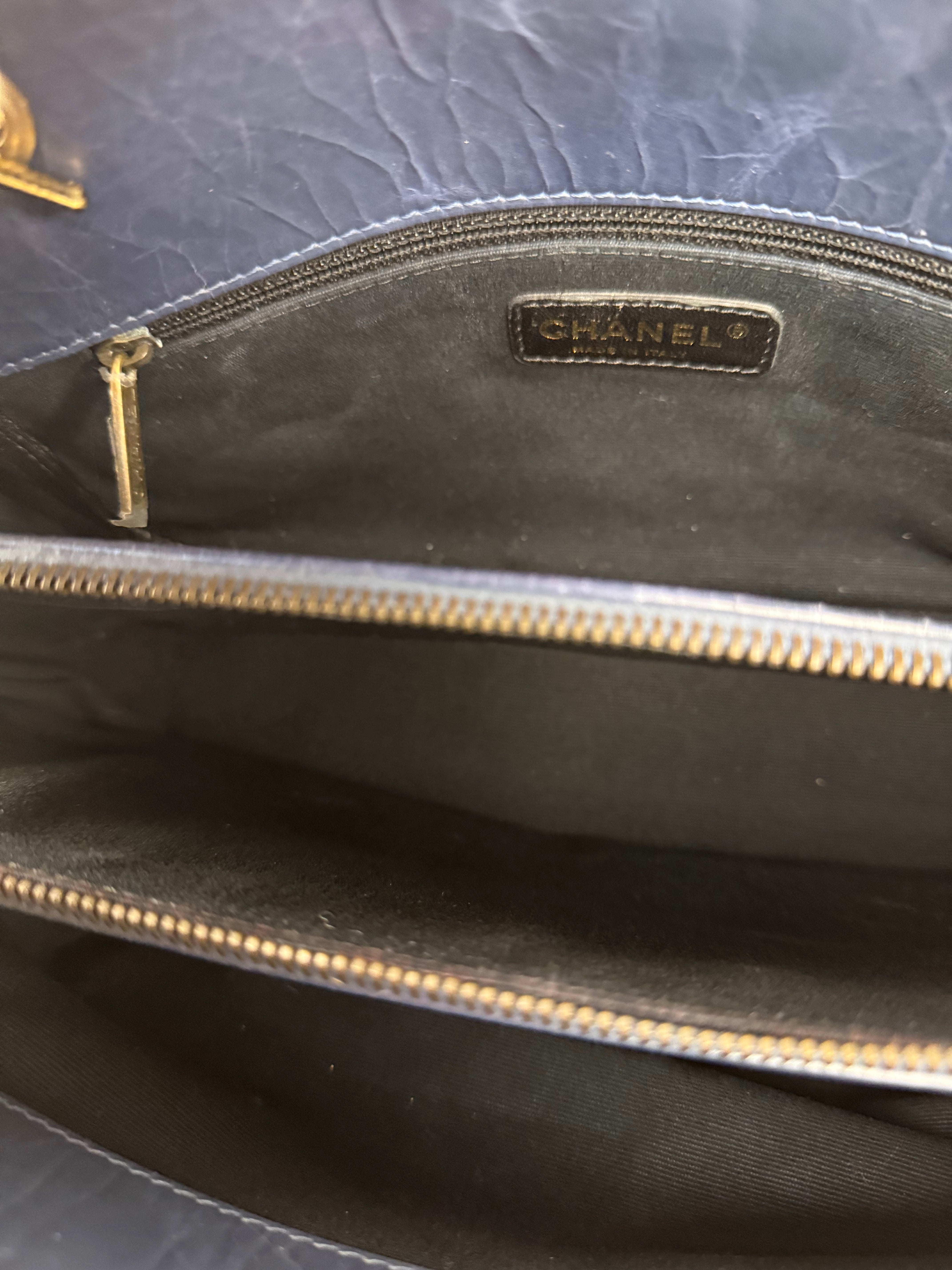 Chanel Blue Aged Quilted 2.55 Leather Chain Tote 2011