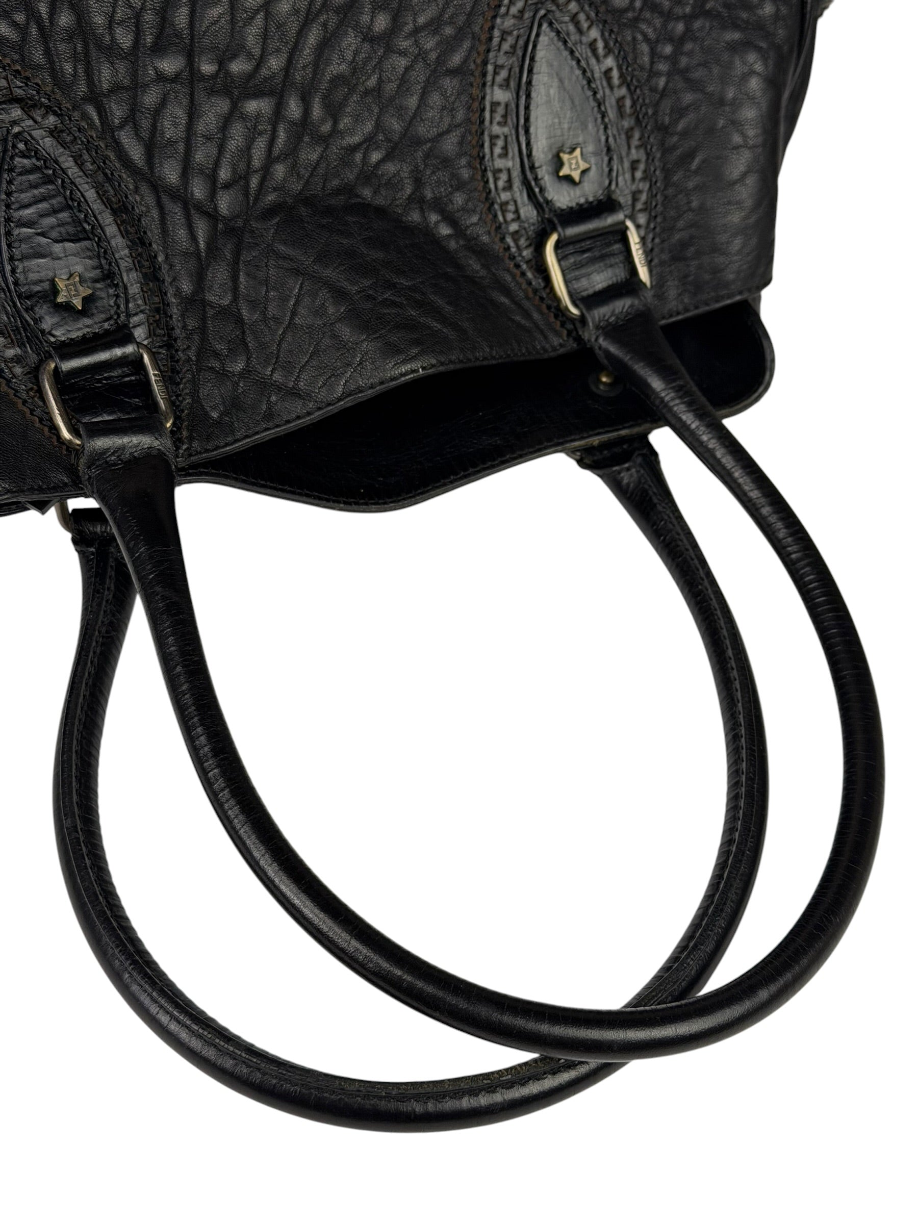 Fendi Black Leather Etniko Du Jour Shoulder Bag