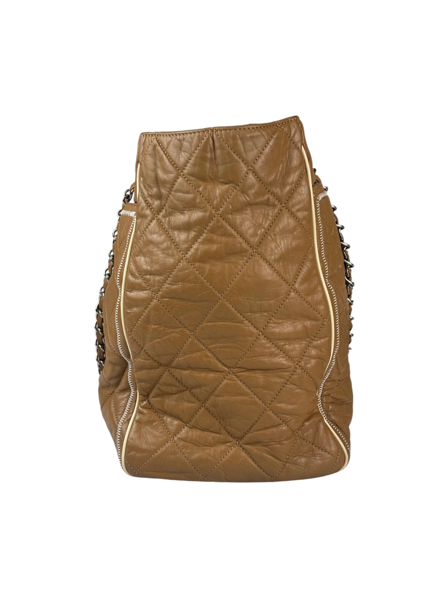 Chanel Camel Quilted Lambskin East-West Large Chain Tote 2008