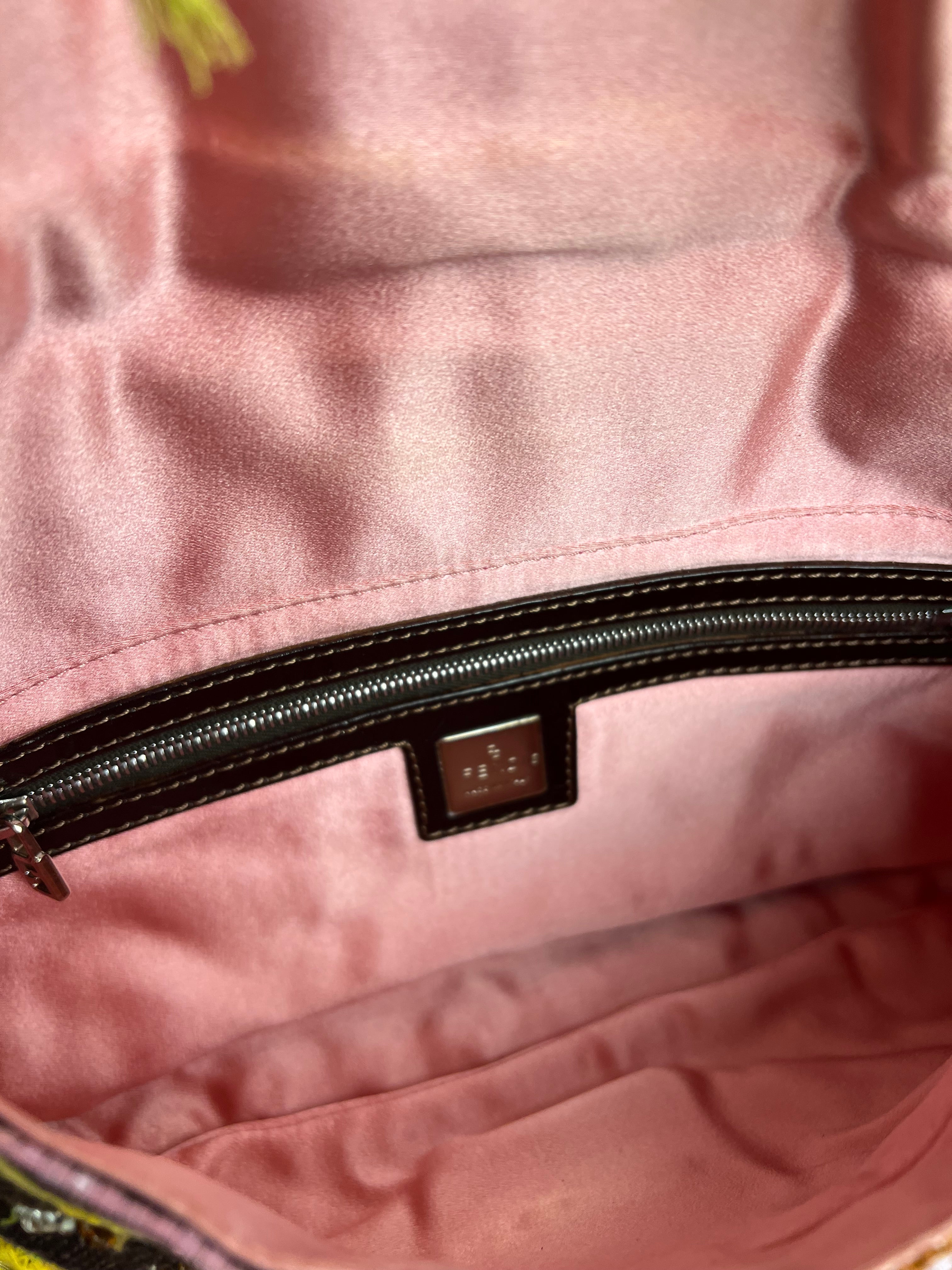 Fendi Canvas Baguette Dark Brown Beaded