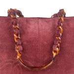 Chanel Bordeaux Suede Tortoise Chain Shoulder Bag '97-'99