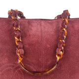 Chanel Bordeaux Suede Tortoise Chain Shoulder Bag '97-'99