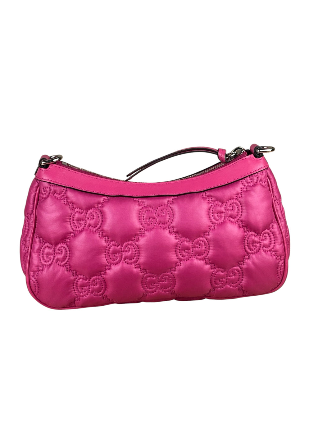 Gucci Pink Leather Trim/Nylon GG Matelasse Shoulder Bag