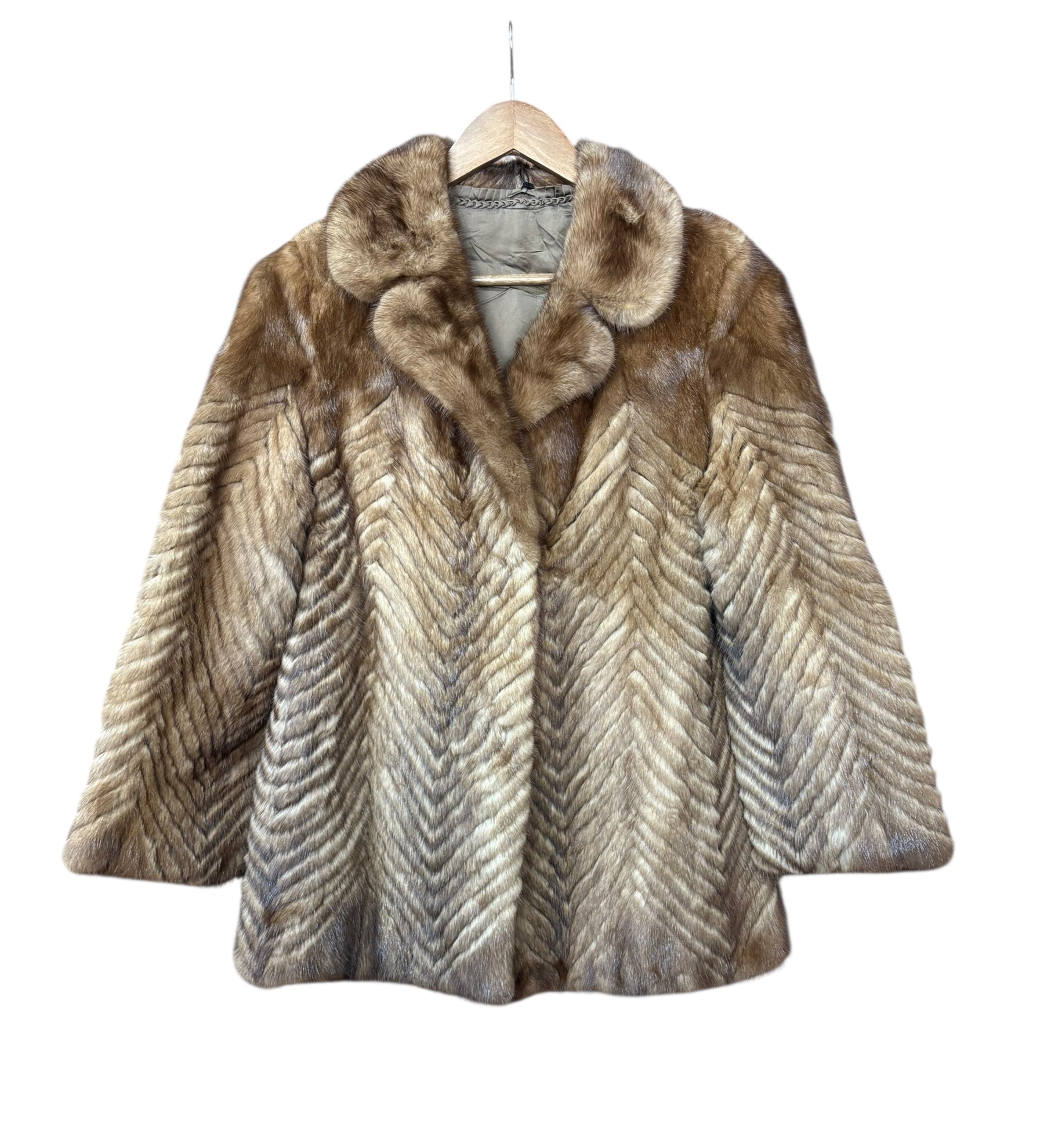 Vintage Brown Chevron Mink Fur Coat