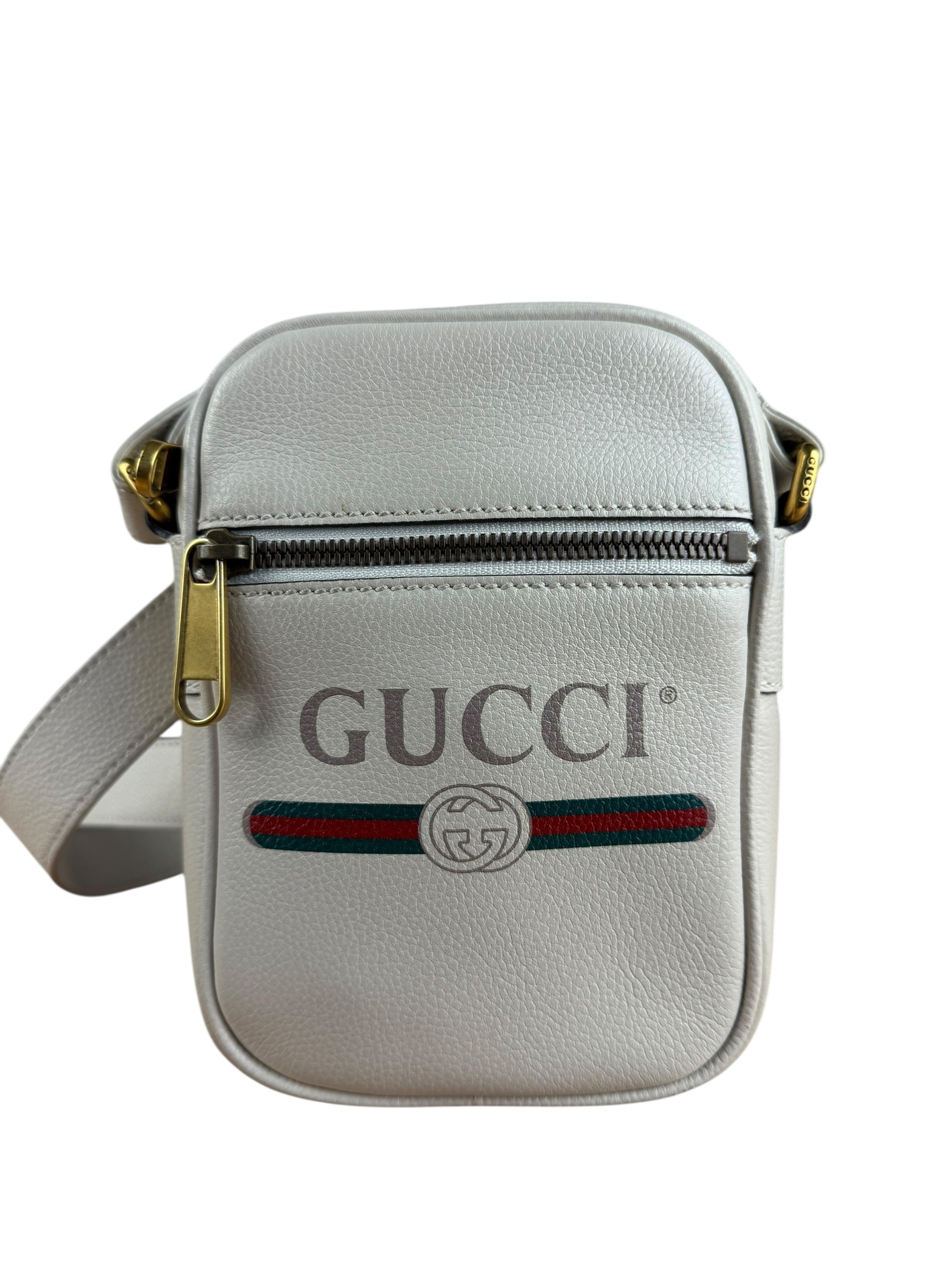Gucci White Grained Sherry Leather Crossbody