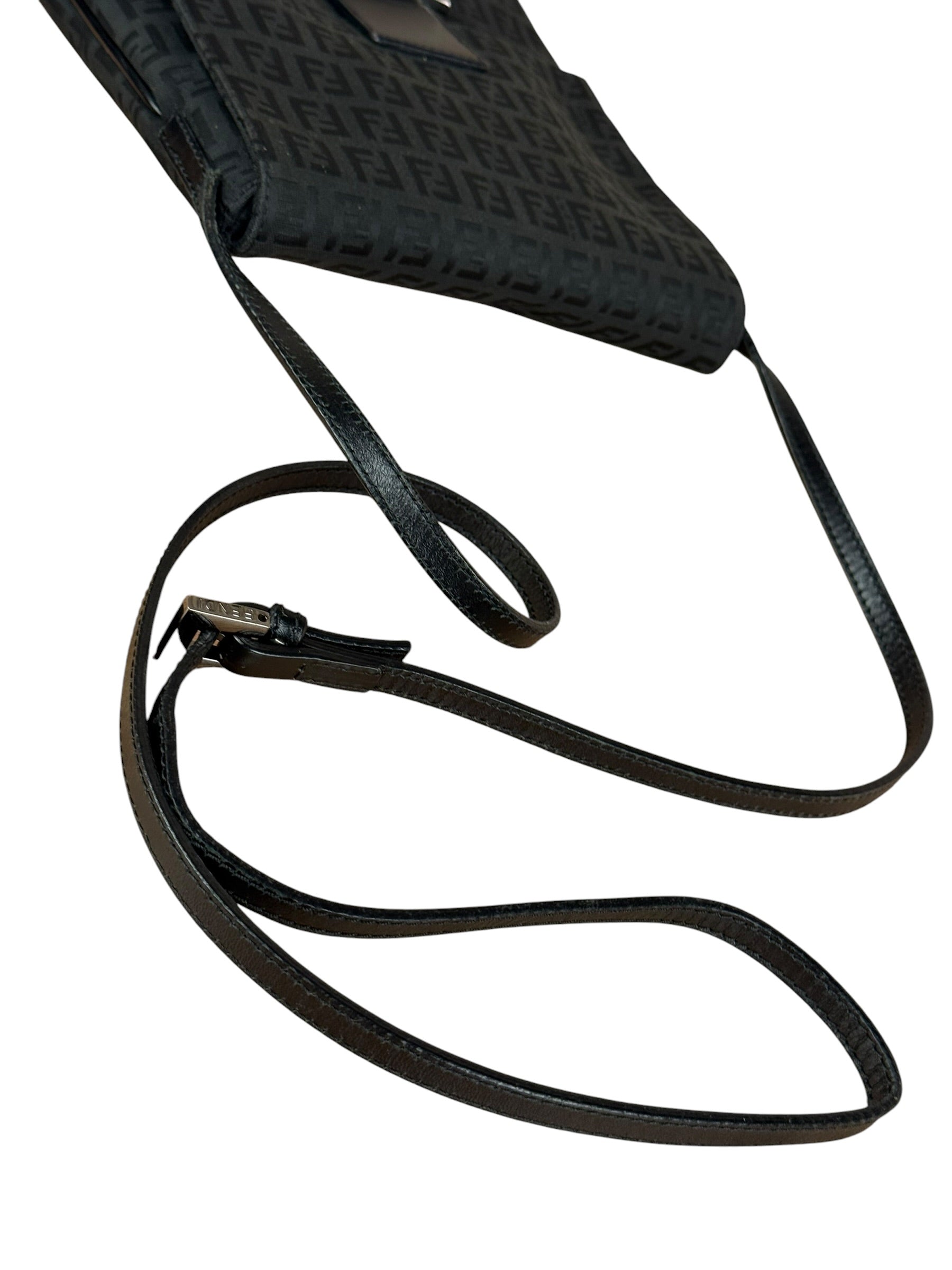 Fendi Black Zucchino Messenger Crossbody Bag