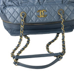 Chanel Blue Quilted Calfskin Iridescent Bowling Bag 2011
