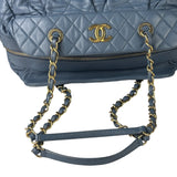 Chanel Blue Quilted Calfskin Iridescent Bowling Bag 2011