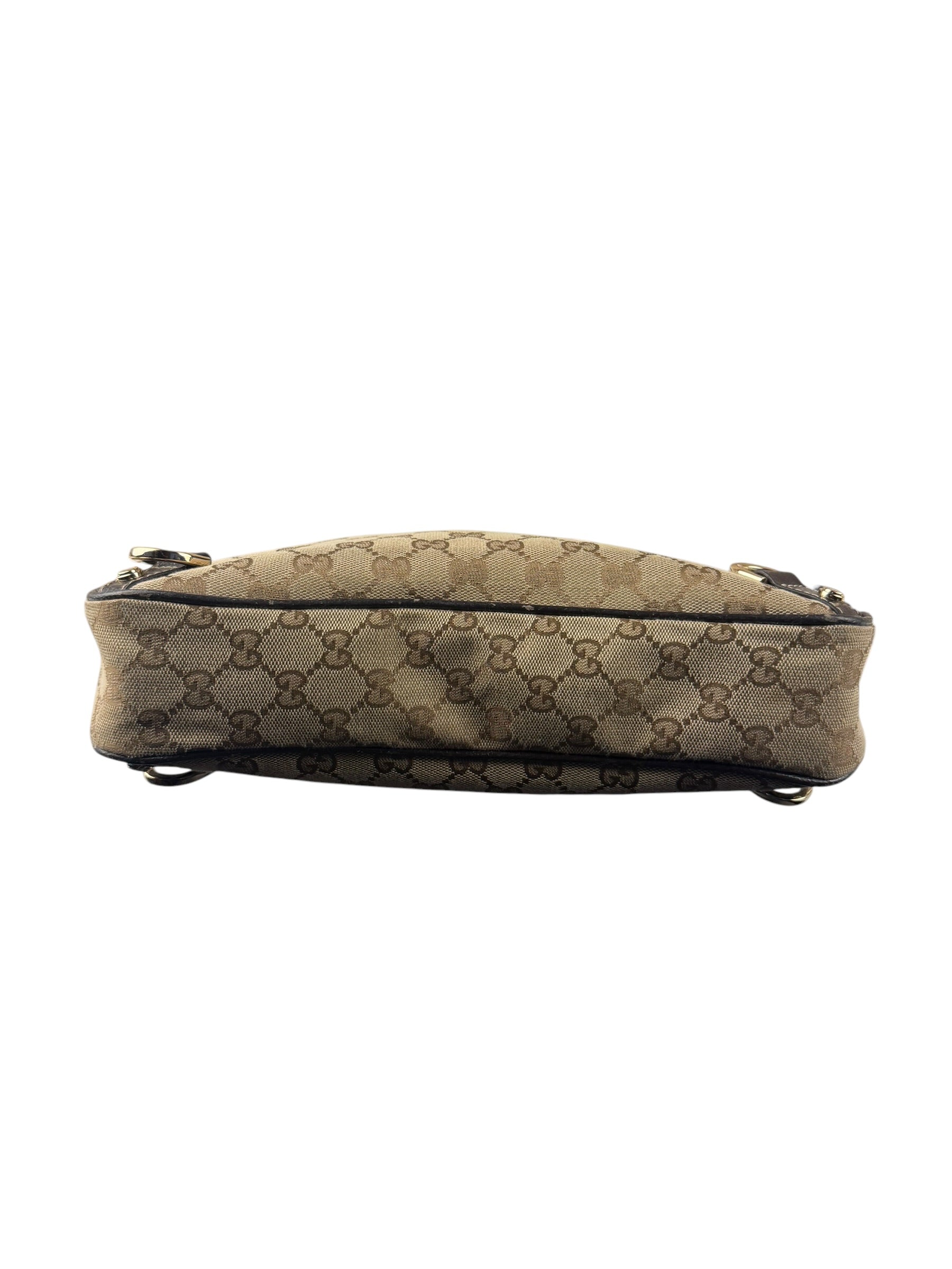 Gucci Brown Leather Trim Abbey D Ring Shoulder Bag