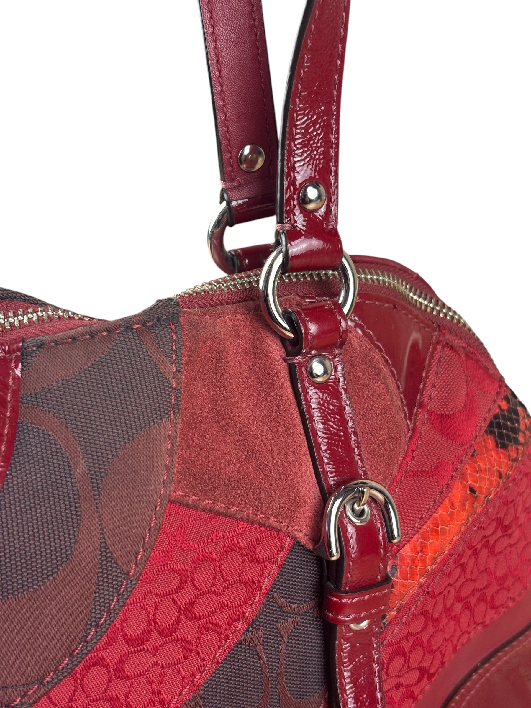 Coach Red Leather Patchwork Handbag